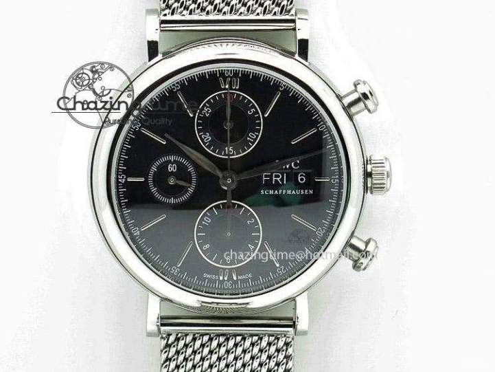 MIROTIME 1218 Portofino SCHAFFHAUSEN SS MKF 1:1 Best Edition Black Dial On Mesh Bracelet A Sporty 7342